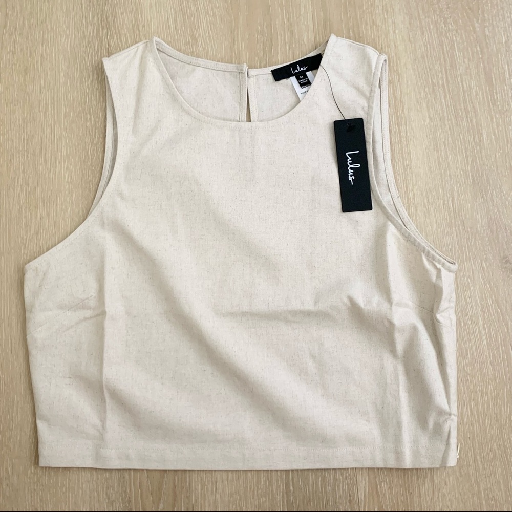Lulus Straight to Style Beige Sleeveless Crop Top